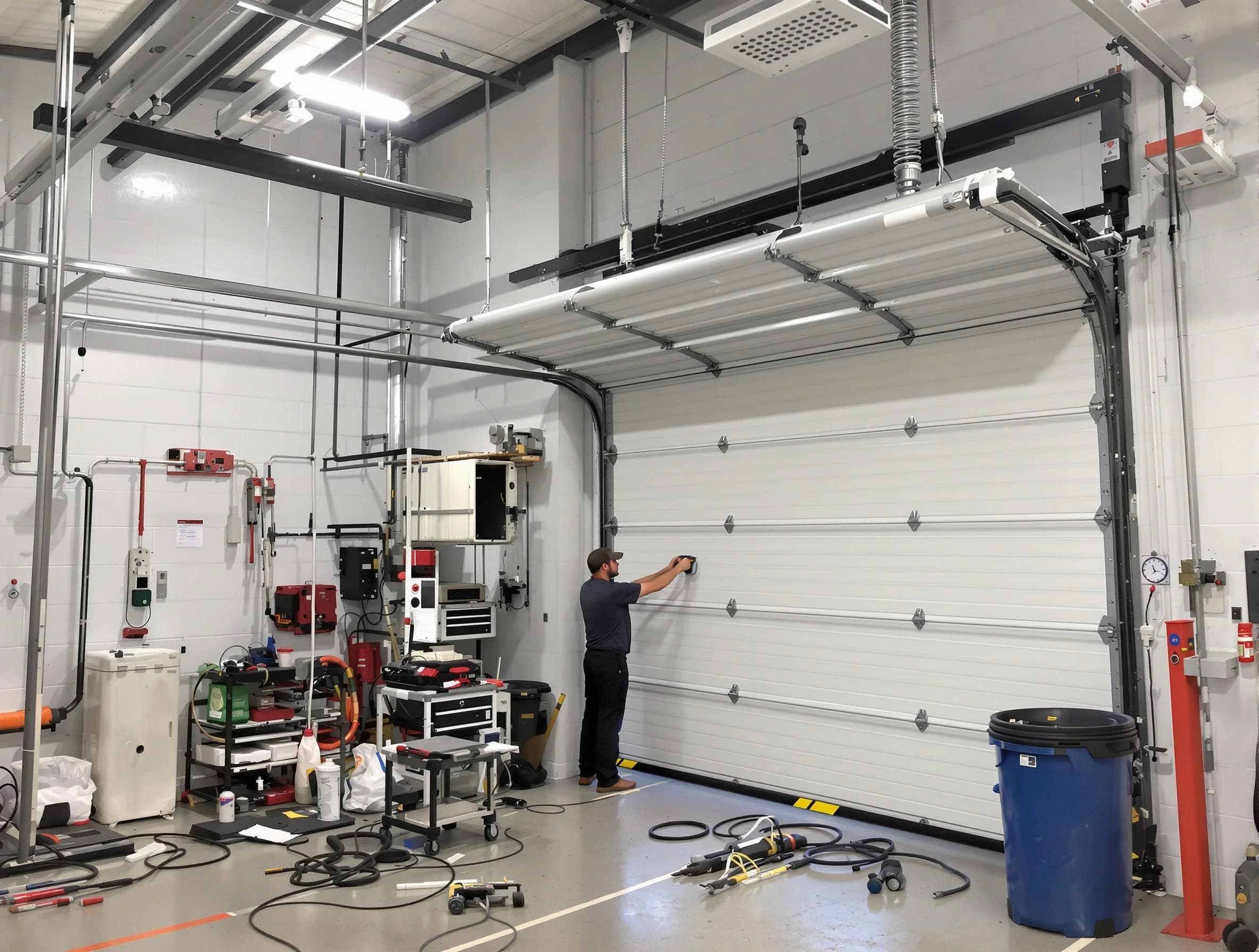 Blackwells Mills Garage Door Repair certified technician performing commercial door repair at a Blackwells Mills business facility