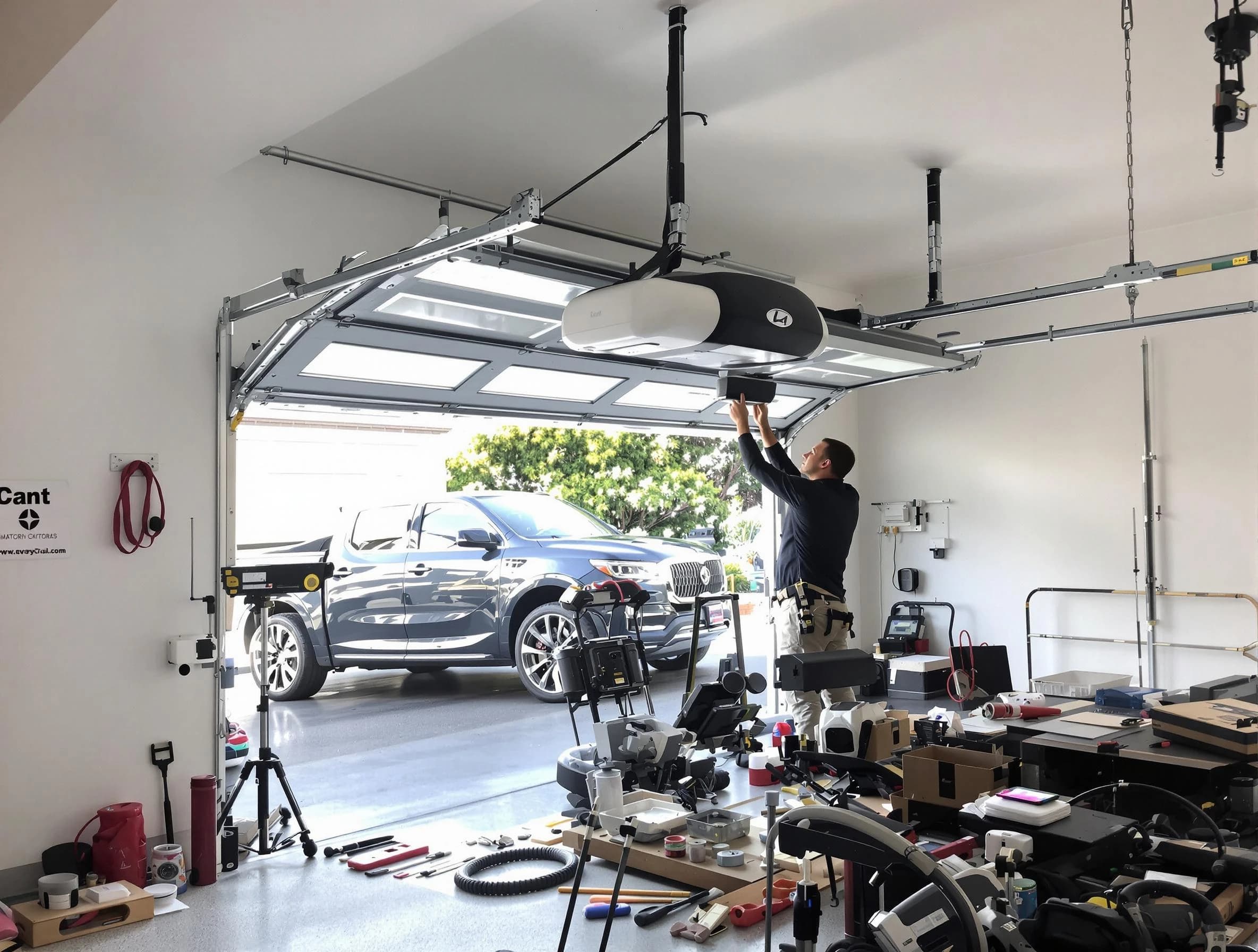 Blackwells Mills Garage Door Repair specialist installing smart garage door opener system in Blackwells Mills home