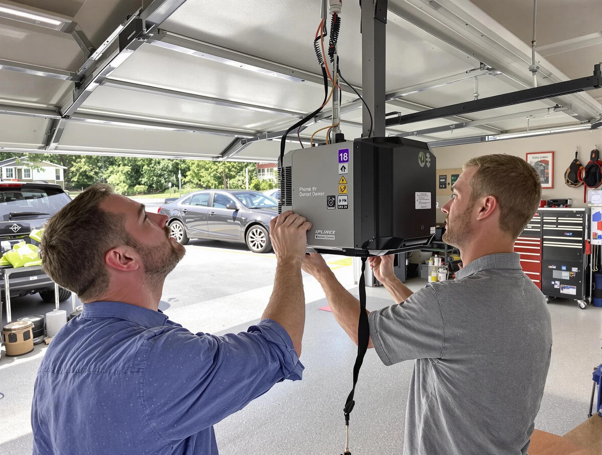 Blackwells Mills Garage Door Repair technician installing garage door opener in Blackwells Mills